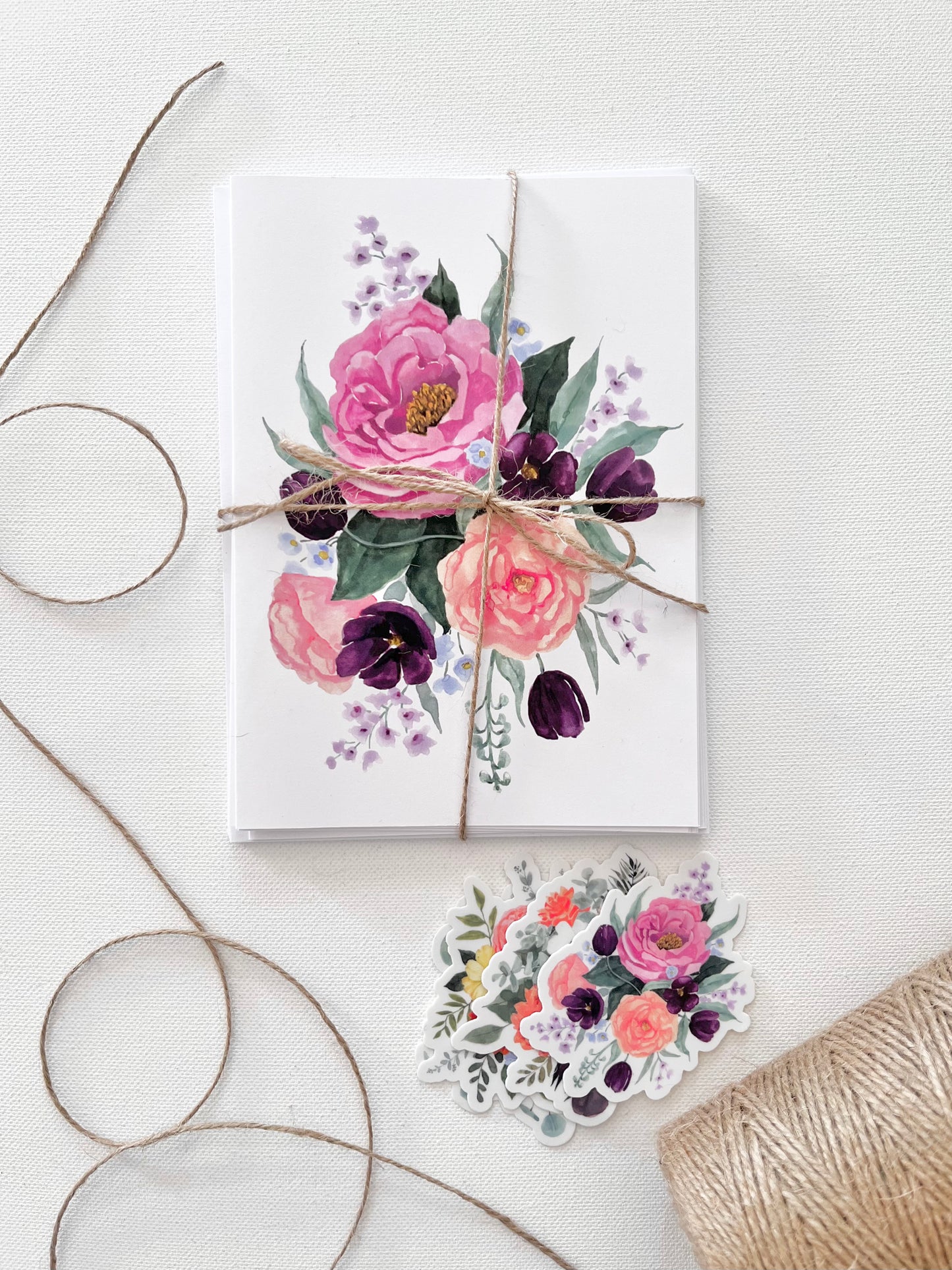 Floral card and sticker bundle
