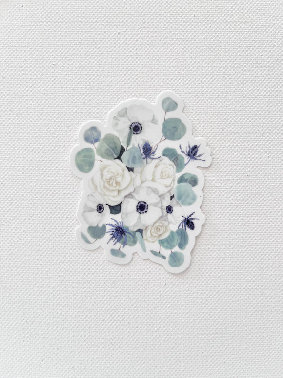 White floral sticker