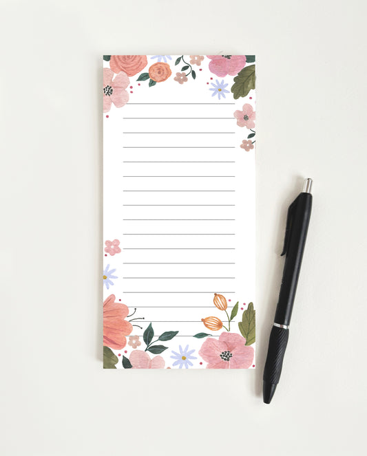 Pink floral notepad
