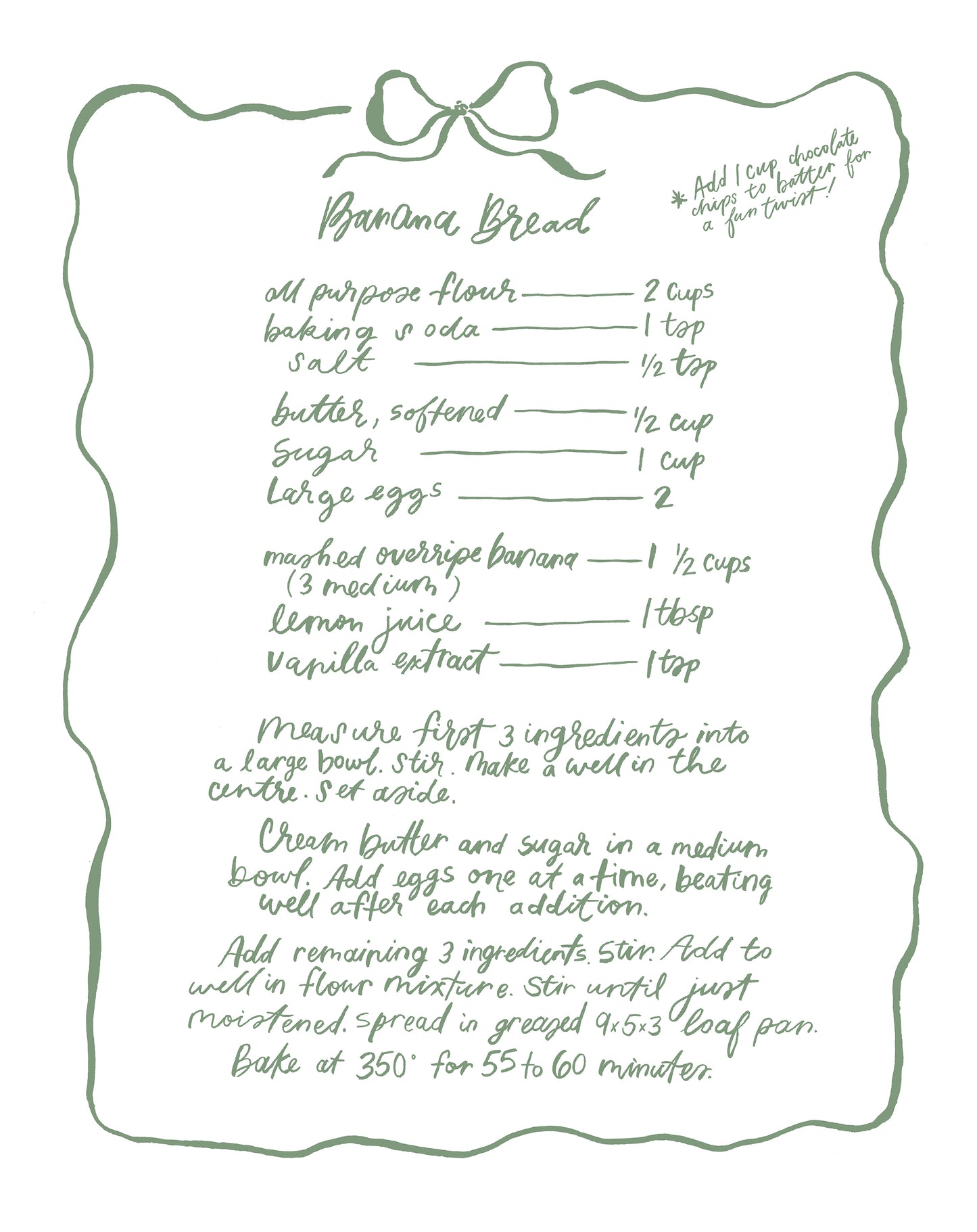 Banana Bread recipe print