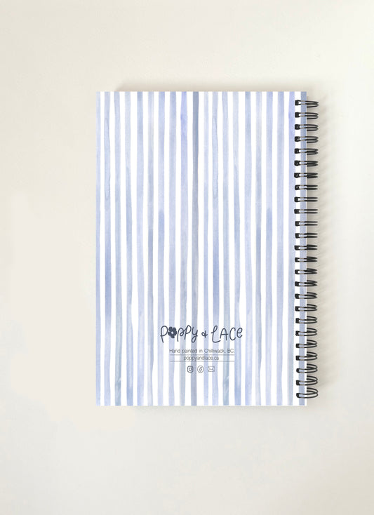 Blue striped notebook