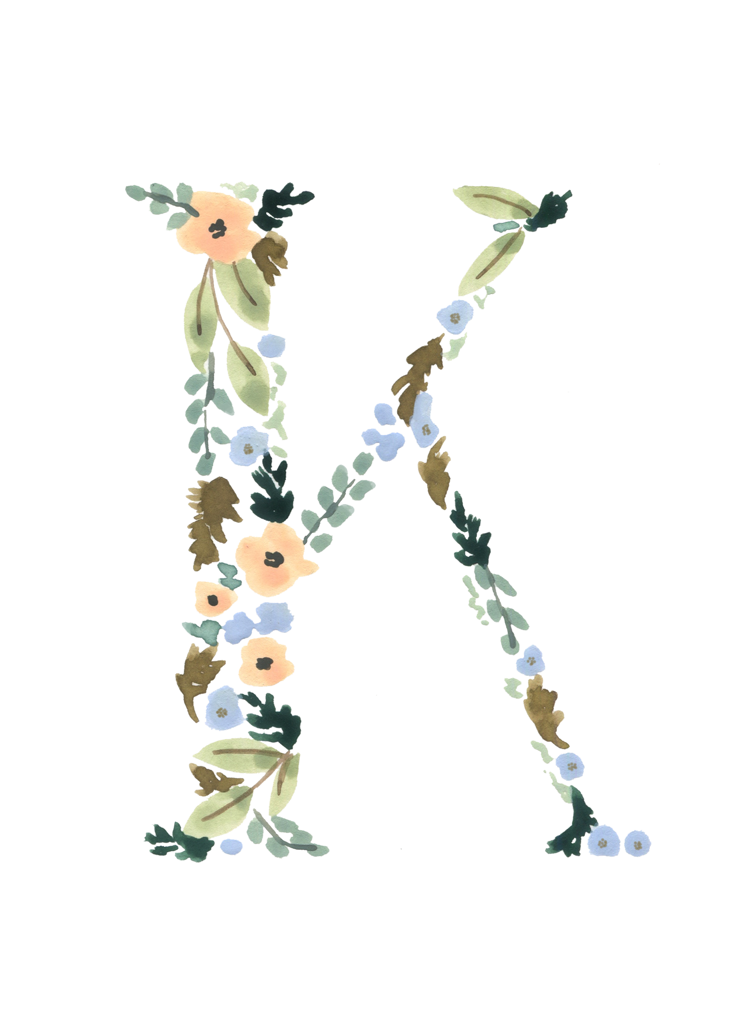 Single floral letter prints - pearl photo paper