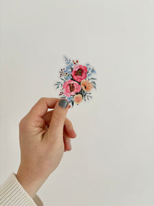 Pink and blue floral sticker