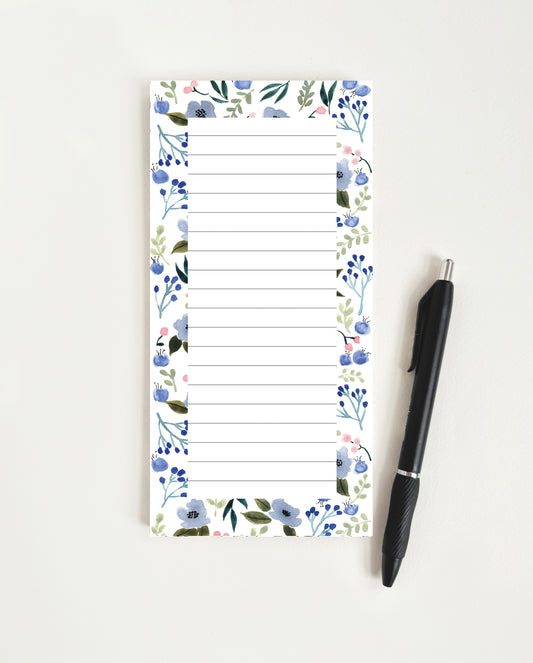 Blue floral notepad