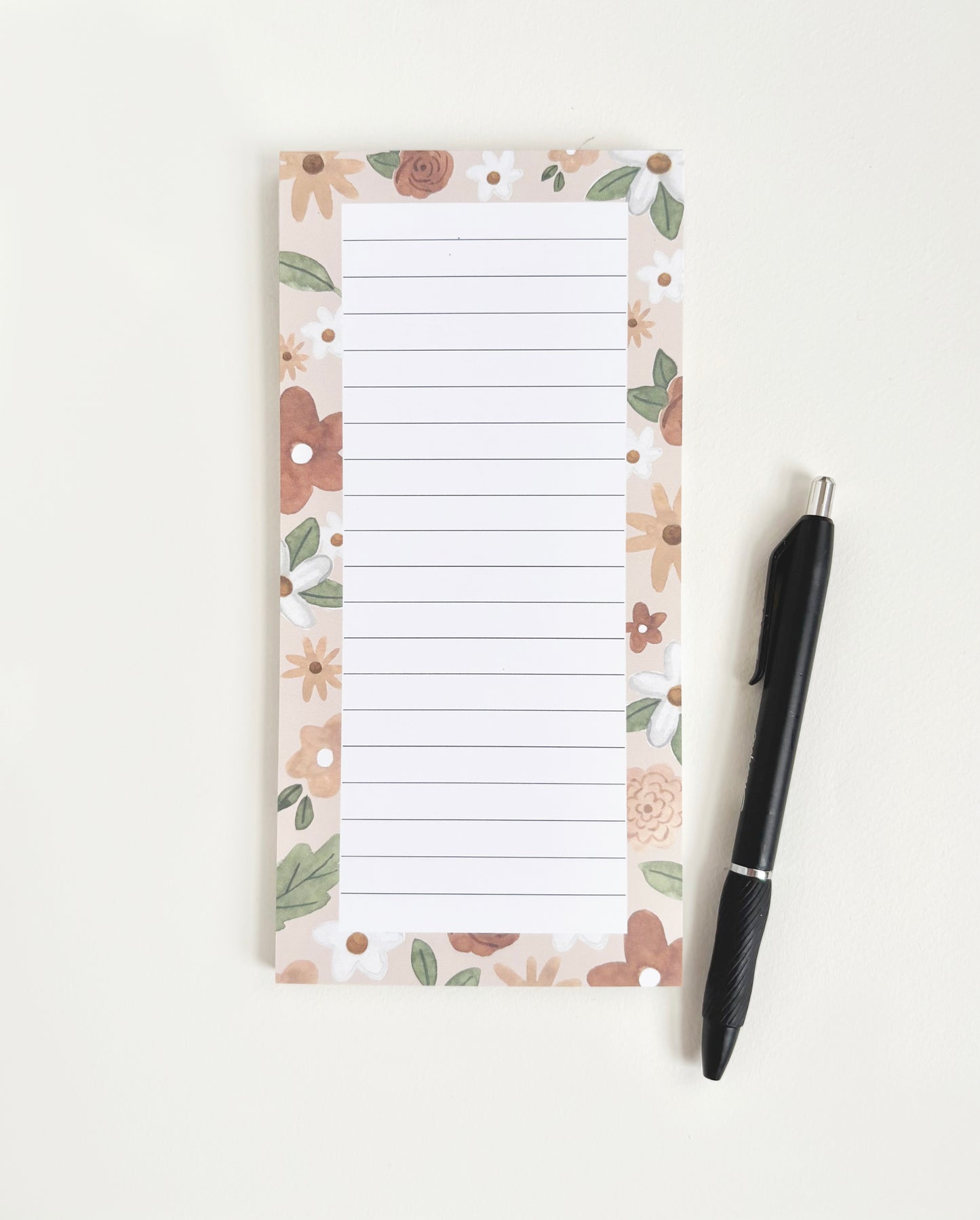 Neutral floral magnetic notepad